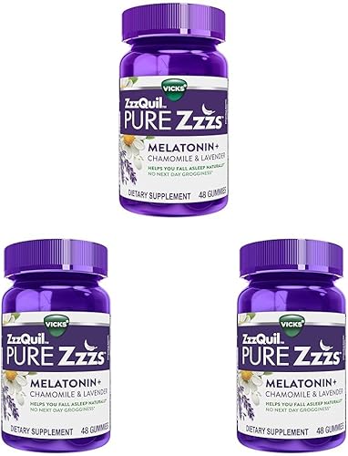 Miniatura 1 de ZzzQuil Pure Zzzs, gomitas de melatonina para dormir con lavanda, raíz de valeriana y manzanilla, sabor natural de vainilla de bayas silvestres, sin