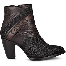 Cuadra Womens Bootie in Genuine Stingray Leather with Zipper Black, 3F86MA