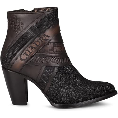Cuadra Women's Bootie in Genuine Stingray Leather with Zipper Black, 3F86MA