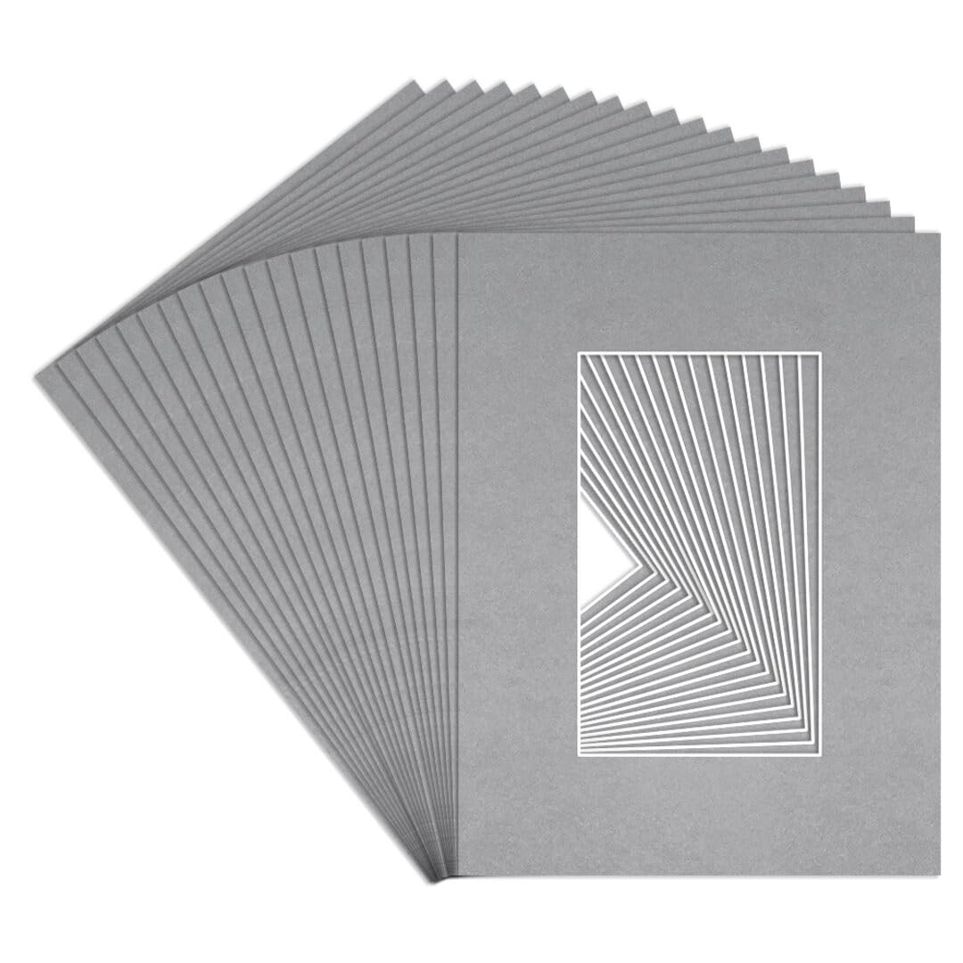 Procut Global 8x6" Silver Picture Mounts to Fit 5x3" Aperture - Precision Cut Cardboard Photo Mount - Ideal for Frames, Prints, Artwork & Certificates - Sizes & Colours Available - 20 Pack โ image 1