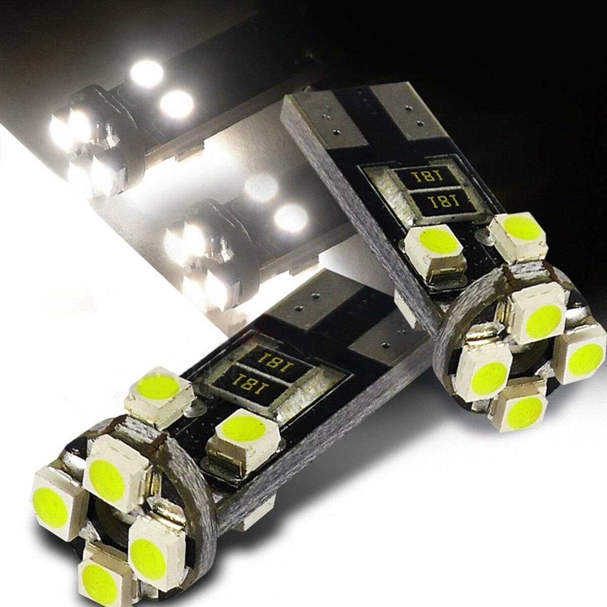 Set of 2 LED Bulbs 12 V W5 W T10 SMD 8 LED Canbus Error Free ODB White