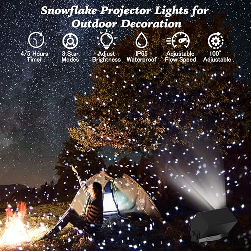 Image of AIRIVO Outdoor Laser Lights Projector, White Laser Fairy Lights Projector, Christmas Snowflake Projector 3 Lighting Modes with Remote Control,Holiday Halloween Decor for Home,Garden, Trees,White Laser