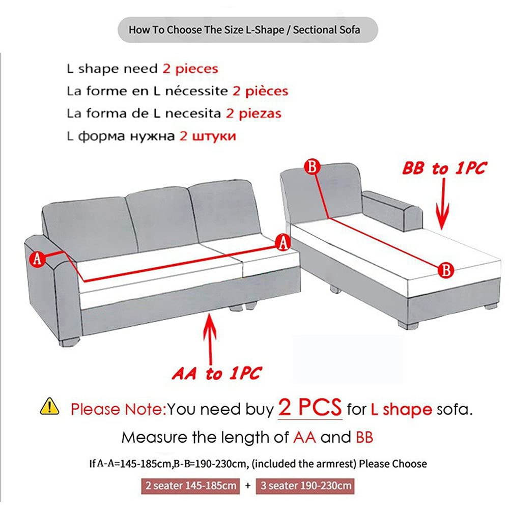 Copridivano con penisola Impermeabile, Copridivano angolare Elasticizzato a Forma di L Tinta Unita Tessuto in Microfibra, Antiscivolo Universale all-Inclusive (Black,3 Seater And 2 Seater)