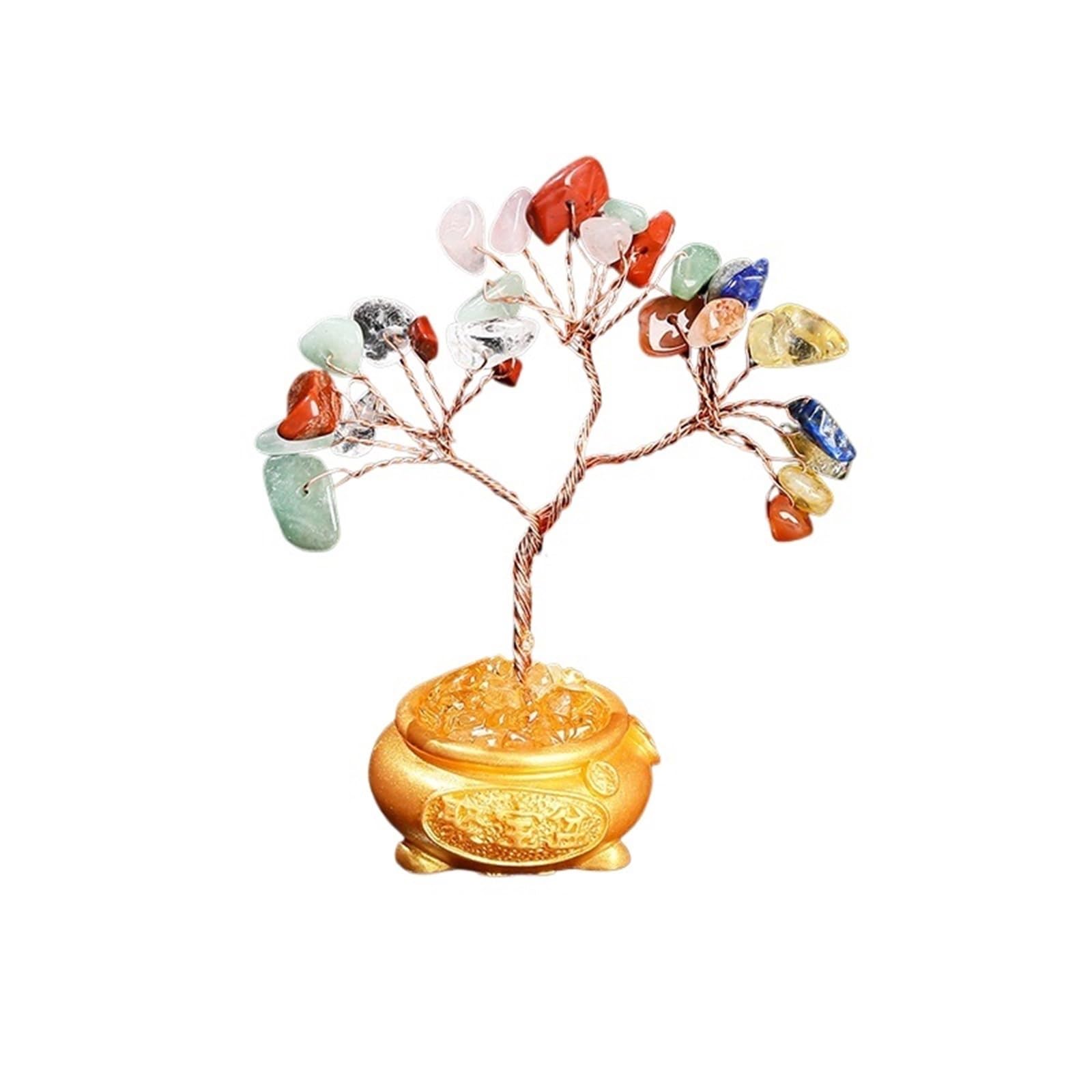 Dazhua 1pc Natural Gravel Stone Tree - Healing Gemstone Decor For Home And Office(Colorful Quartz)