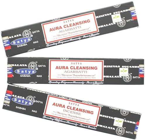 Lots de 3 encens Satya Aura Cleansing + 1 Tube Hem Surprise Offert Cover