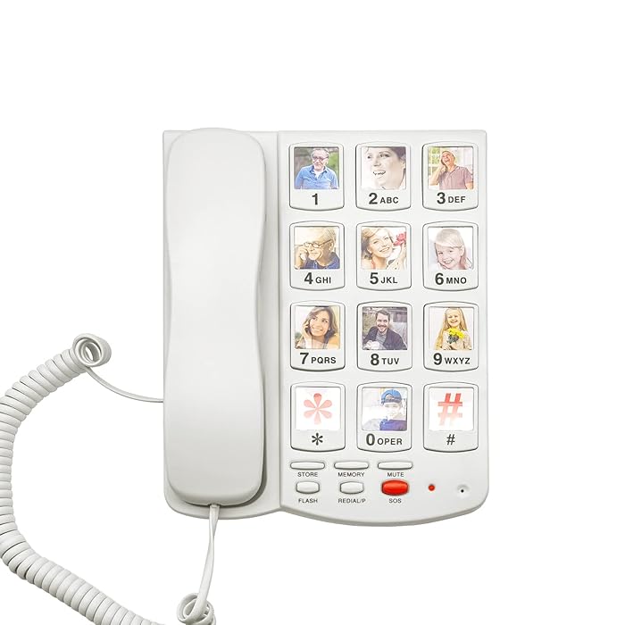 Buy Big Button Phone for Seniors Home, 12 Pictured Big Buttons,Wired