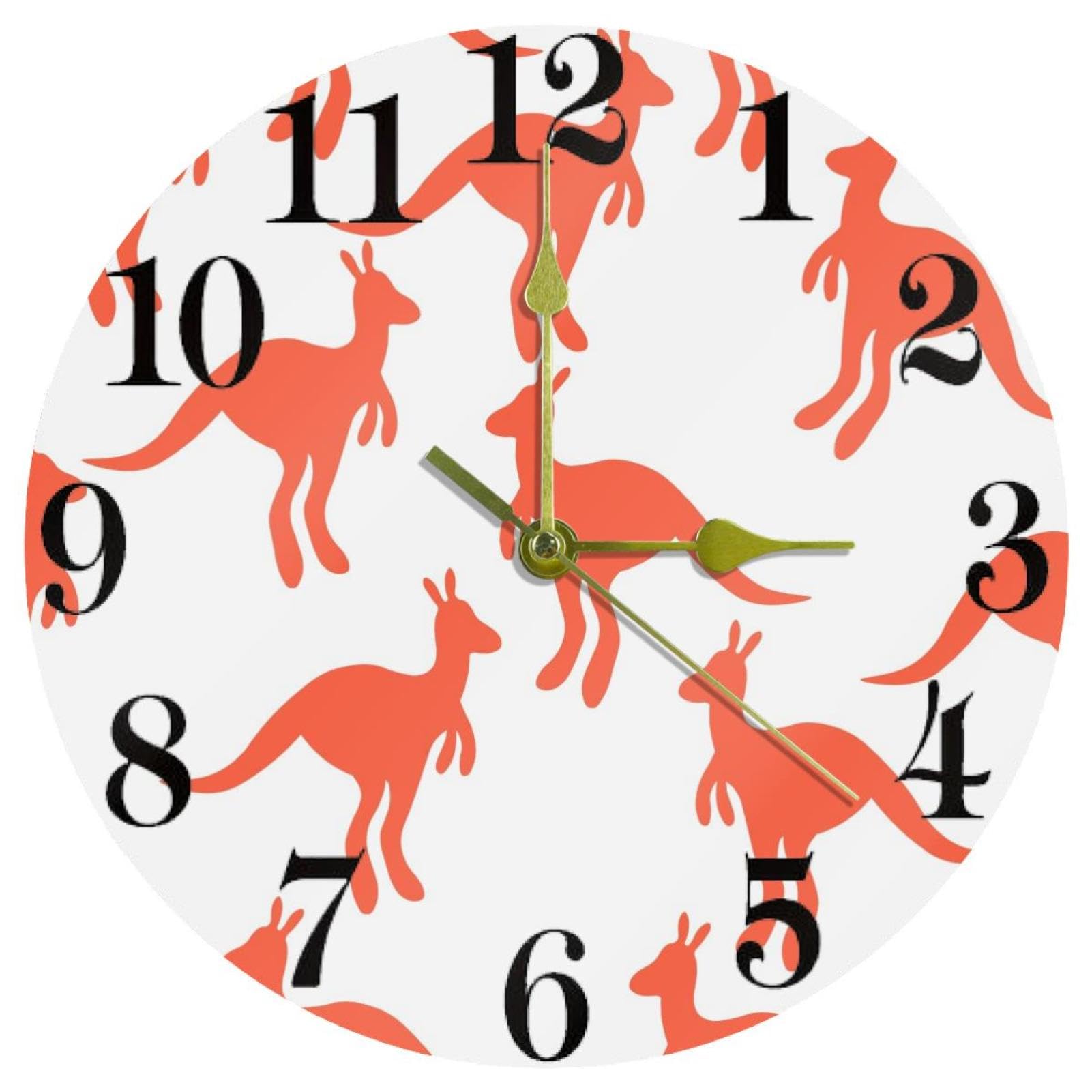 Horloge murale bébé kangourou d'Australie quartz silencieuse 30cm