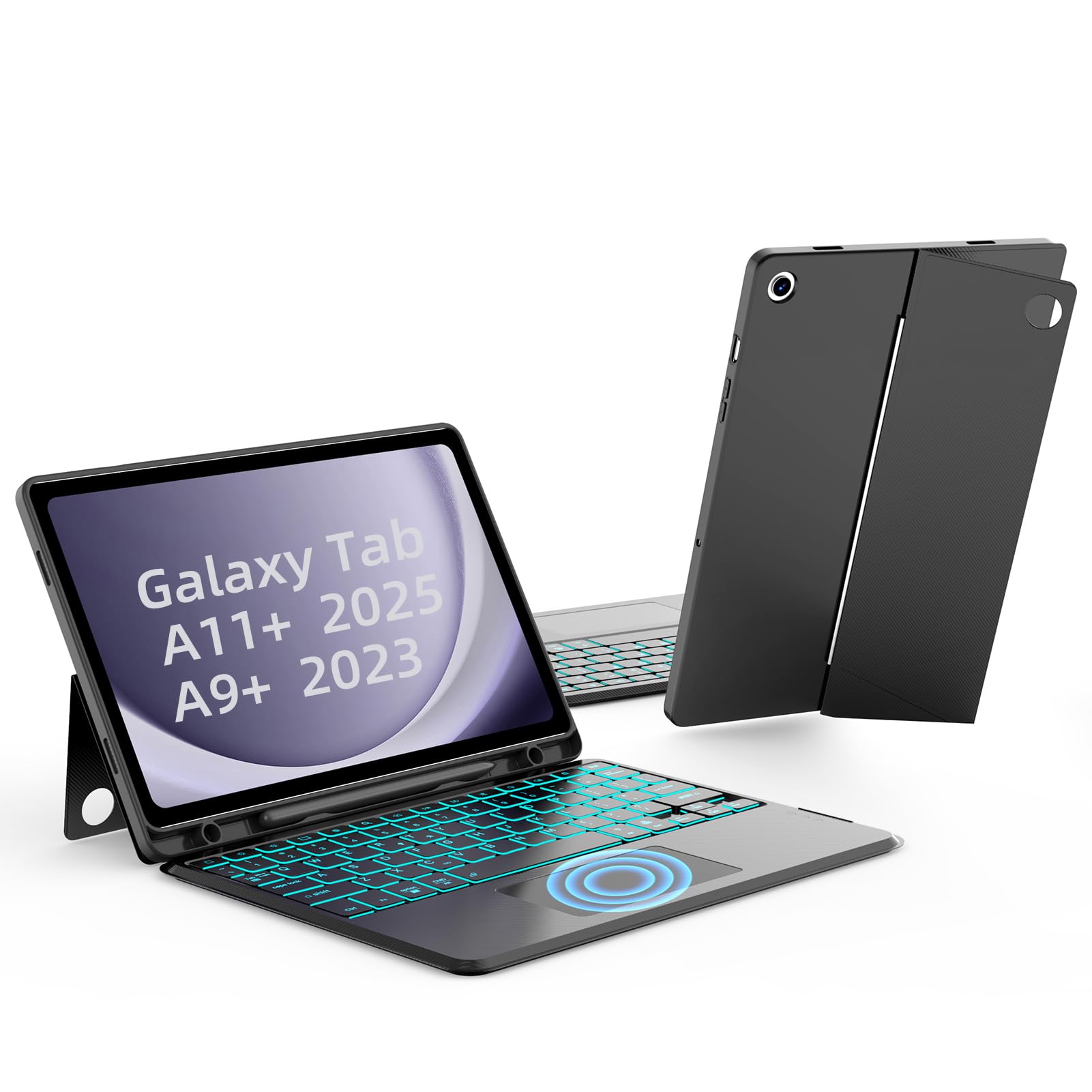 JUQITECH Trackpad Keyboard Case for Samsung Galaxy Tab A11 Plus/A11+ 2025 A9 Plus/A9+ 2023 11 Inch, Tablet Protective Smart Soft Case Kickstand