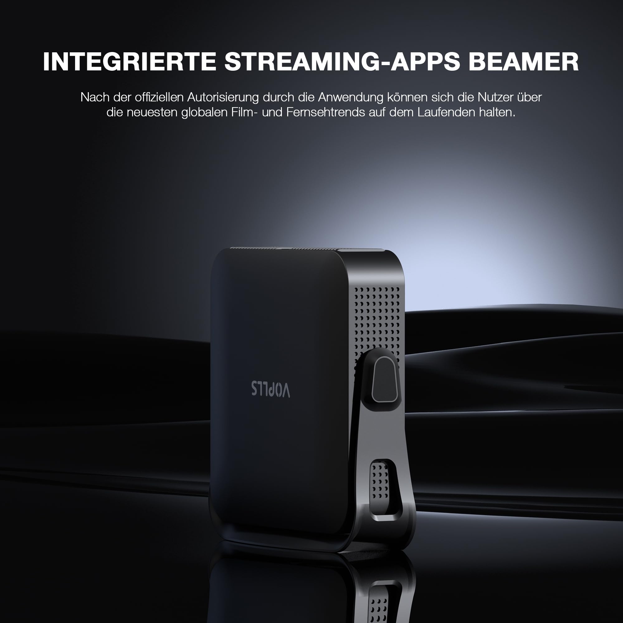 Smart Beamer【800ANSI ＆ Offizielle App】 Mini Projektor mit Autofokus ＆ Trapezkorrektur, VOPLLS 1080P Full HD WiFi6 Bluetooth Beamer 4K Heimkino/Outdoor Klein Projector für Handy (Schwarz)
