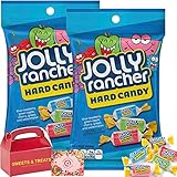 Original Jolly Rancher Hard Candy | Individually Wrapped Assorted Fruit Flavor - Blue Raspberry, Green Apple, Cherry, Grape, watermelon Cholesterol-free Fat-free Treat Box Included (2 Pack Bag)