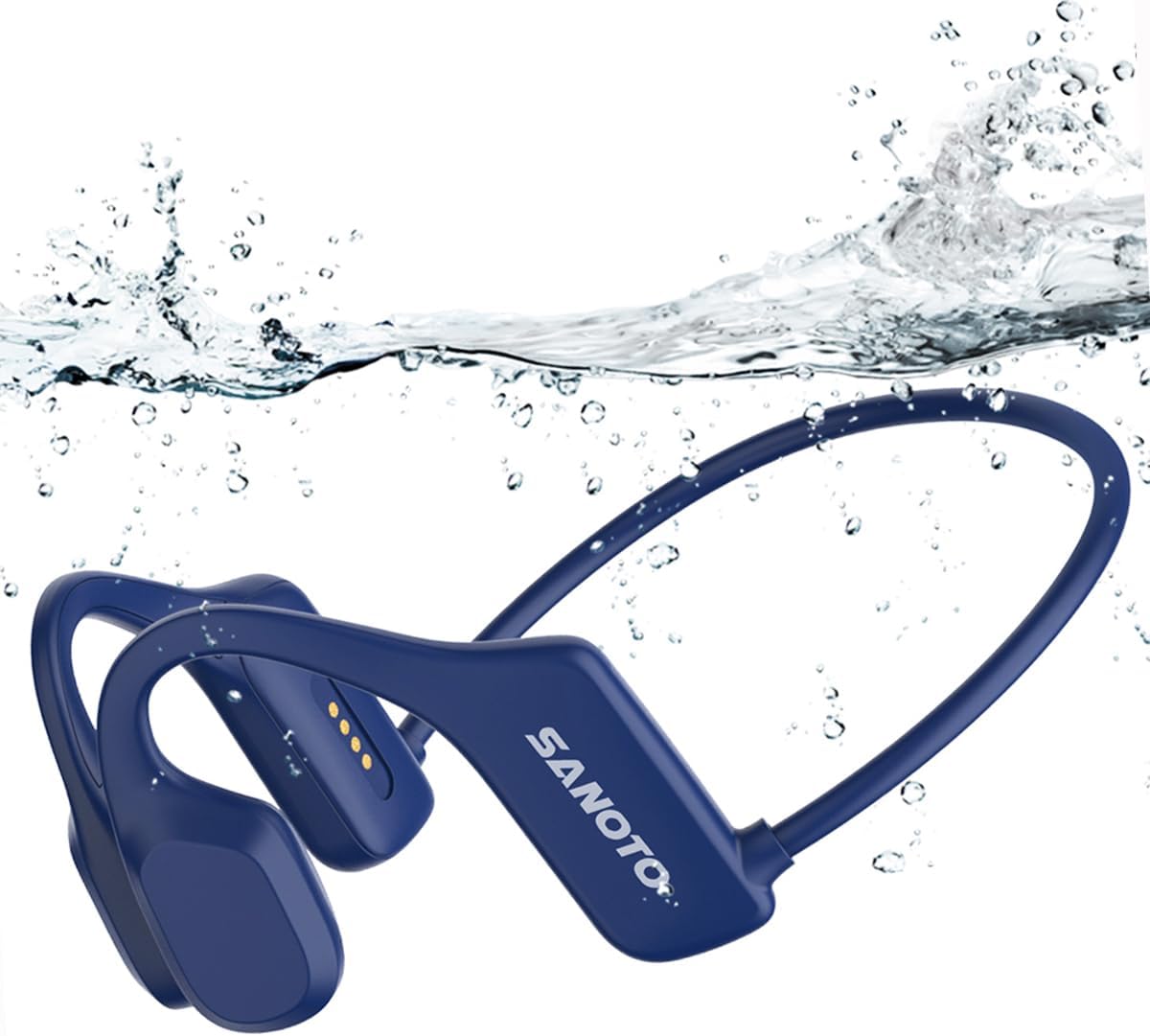SANOTO Cuffie da nuoto Bluetooth 5.2 con suono osseo, IP68, cuffie subacquee da nuoto, 8 G, MP3, per nuoto, corsa, surf