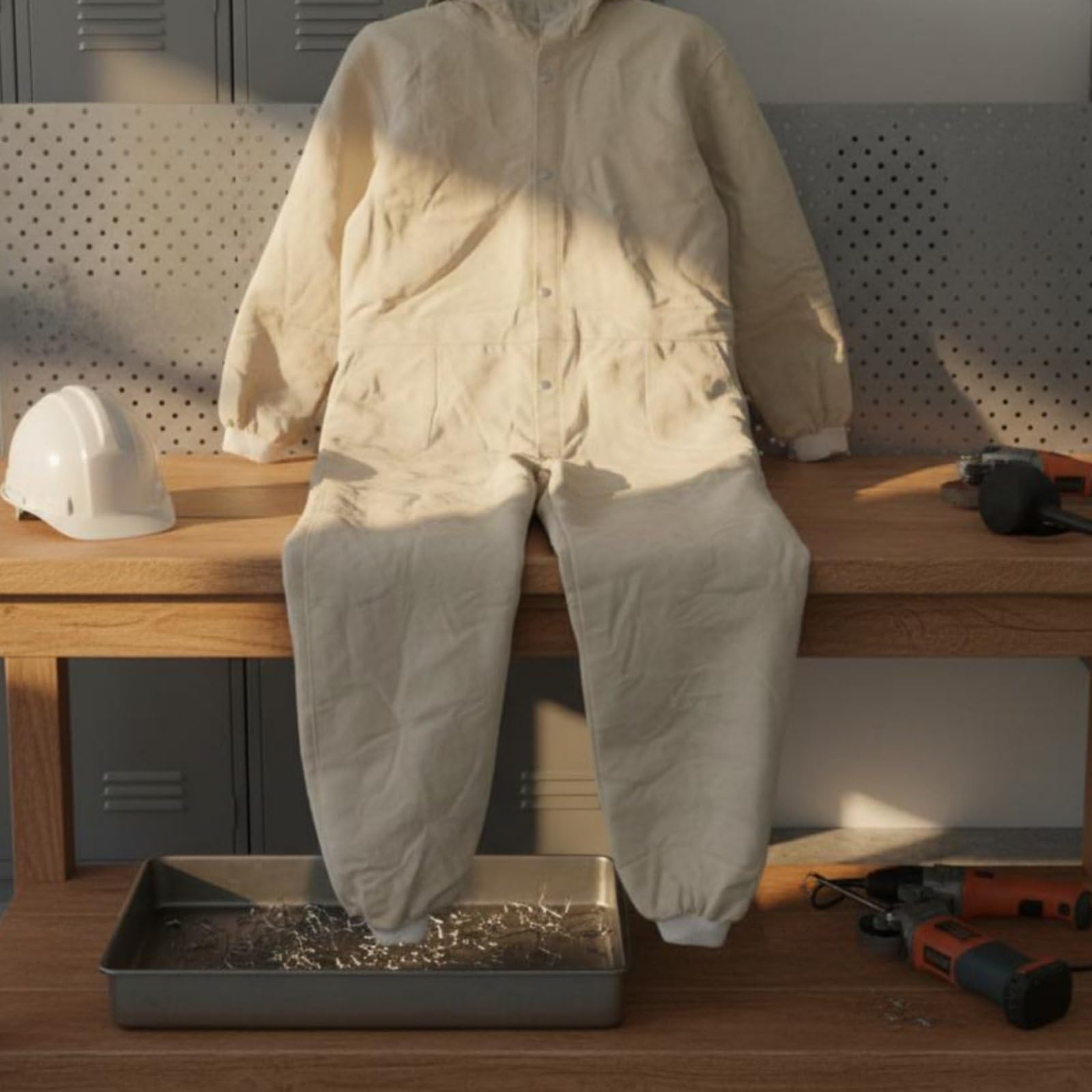 Gralara Tuta da Sabbiatura Design Ispessito, Tuta Protettiva Copertura Completa, Abbigliamento Protettivo, per Officina, Tuta Intera In Tela, Per Sabbiatura, Senza Cappuccio