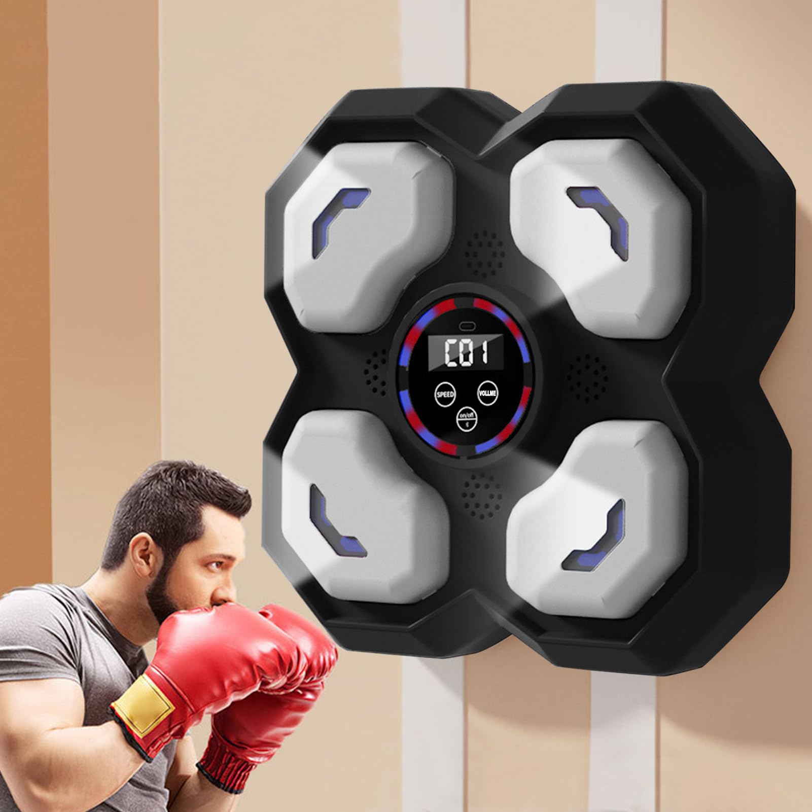 Entrenador Inteligente De Boxeo - Equipo Interactivo De Gimnasio Interior,Dispositivo De Entrenamiento De Perforación Inteligente De Música,Para Jóvenes Adolescentes Familias Y Amigos Para Gimnasio