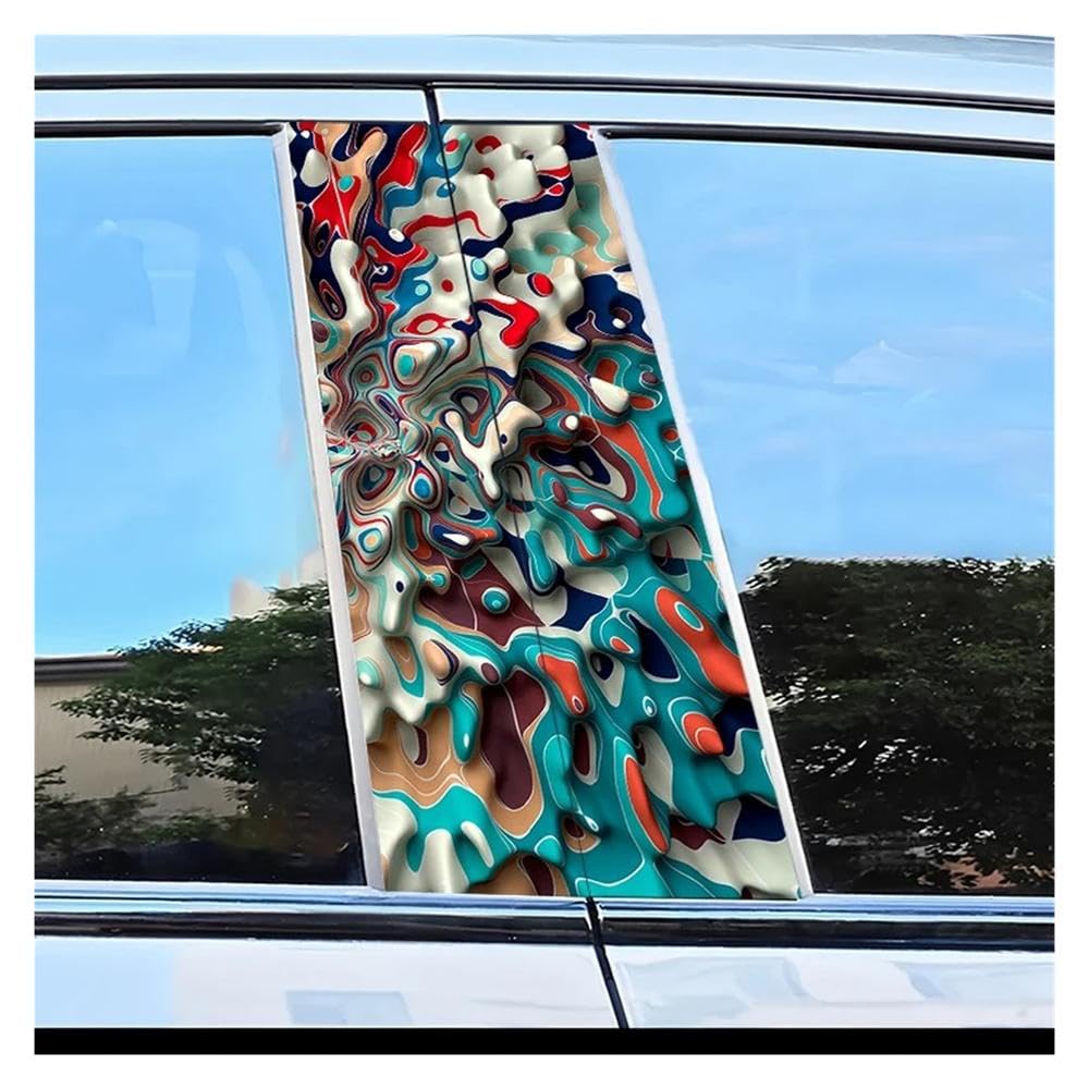 Auto Accessory 2pcs Car Center Pillar Stickers Abstract Pattern Scratch Protection