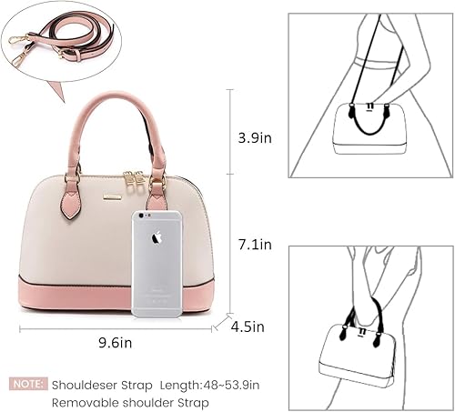 Miniatura 3 de Bolsos cruzados pequeños para mujeres clásico doble cremallera asa superior cartera de cúpula bolso de hombro 1491- Black, 1491- Brown, 1491- Grey,