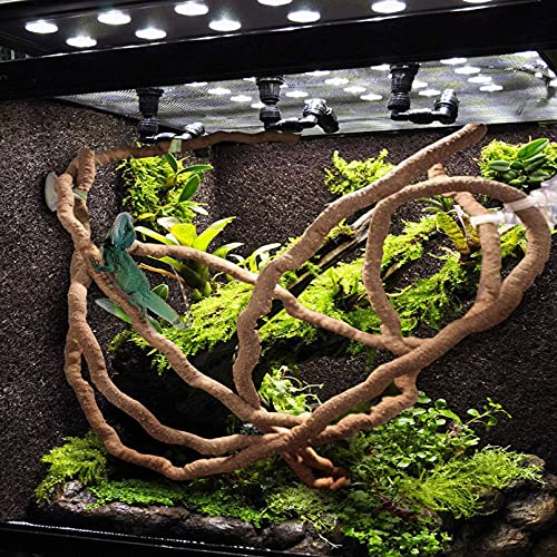 Kathson Bearded Dragon Hammock Reptile Hideout Wooden Bridge Jungle Climber Vines Flexible Reptile Leaves With Suction Cups Reptile Habitat Decor For Chameleon thumb #3
