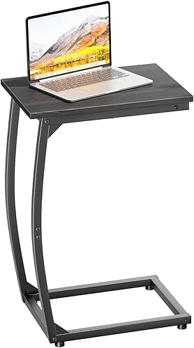 Miniatura 14 de Juego de 2 mesas auxiliares en forma de C, mesa auxiliar para sofá, patas de apoyo curvas, mesa deslizante debajo del sofá para sofá, mesa de