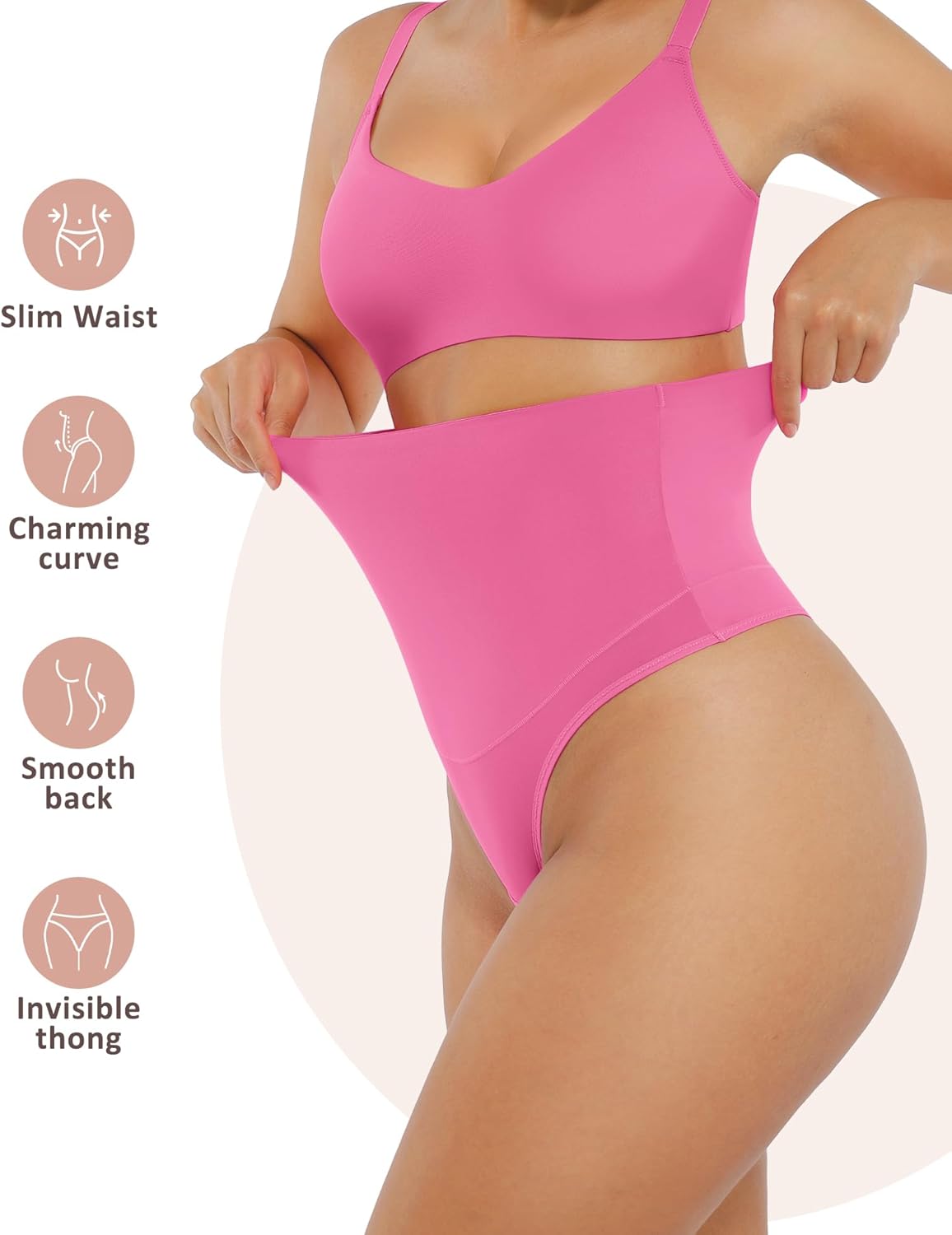 FeelinGirl Thong Shapewear Tummy Control Mid Waisted Seamless Shapewear for Women Moderate Compression - Image 2