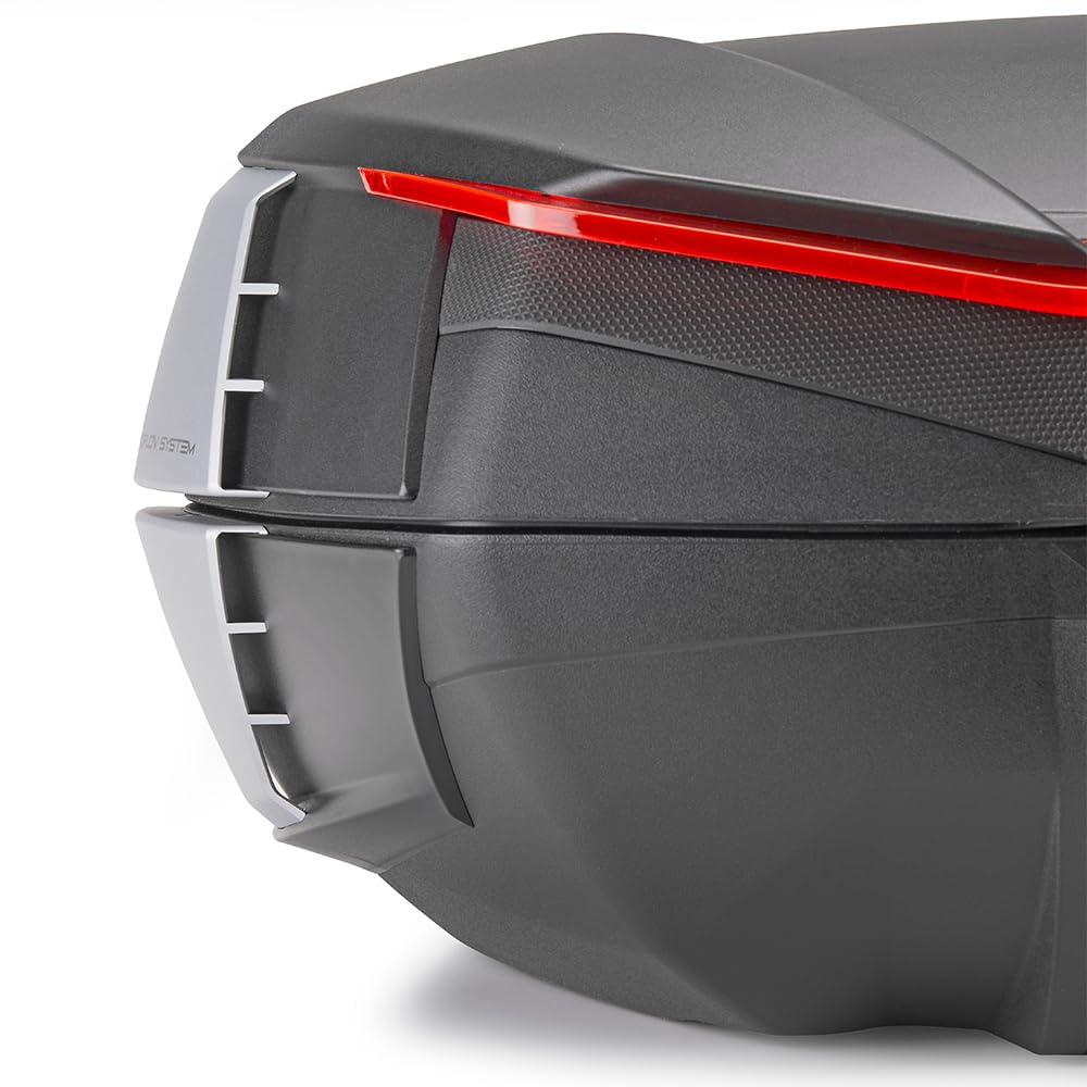 GIVI BAULE V49 AIR Bauletto Moto, Nero, Sistema Wingflow con 4 Alette Argentate (NERO ROSSO)
