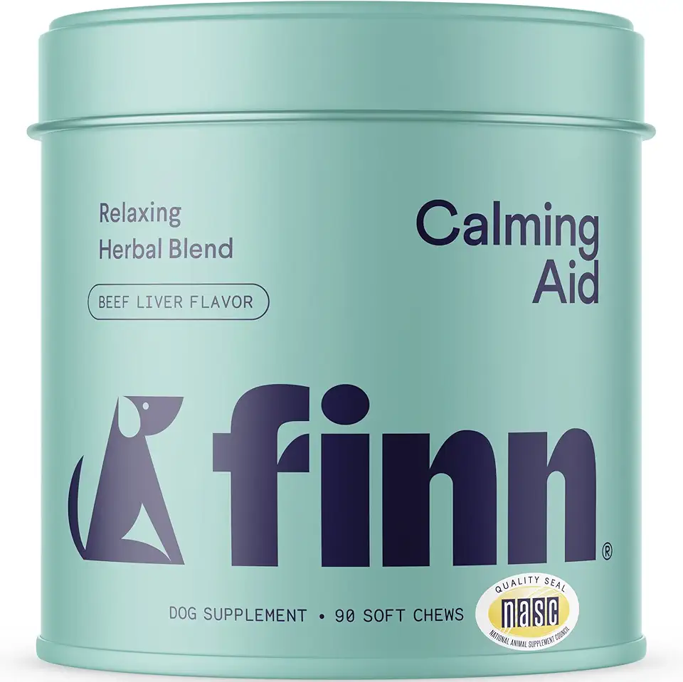 Finn Calming Aid for Dogs - Natural Calming Chews with Melatonin to Support Stress, Separation &amp; Sleep - 90 Soft Chews