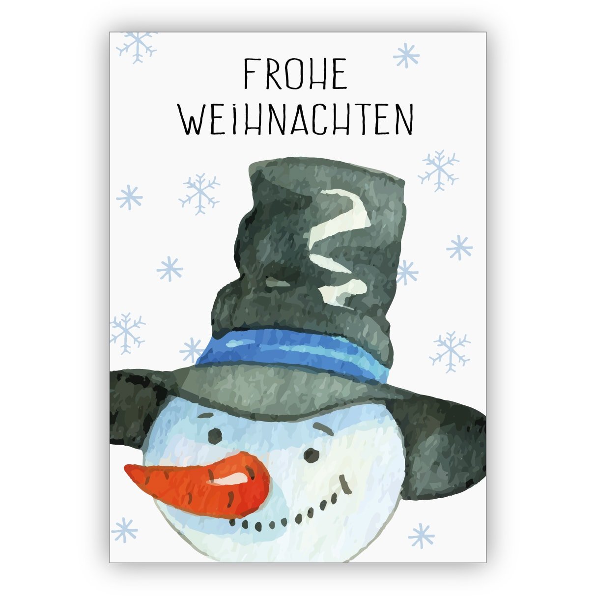 Kartenkaufrausch 16er Set: Niedliche gemalte Weihnachtskarte mit fröhlichem Schneemann: Frohe Weihnachten • weihnachtliches Grußkarten zum Fest der Liebe für Familie und Freunde