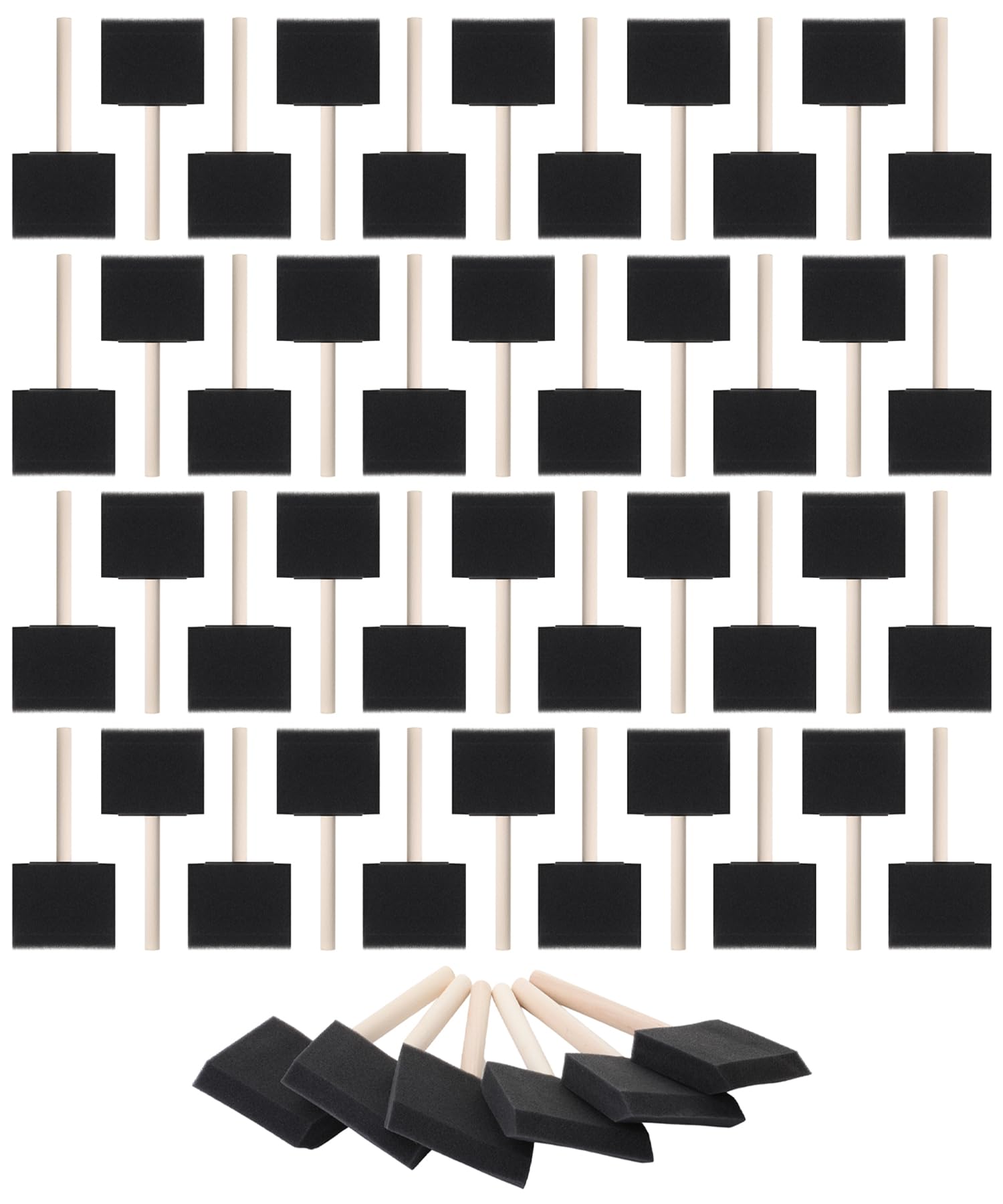 Bates- Foam Paint Brushes, 3", 50 Pack, Black Sponge Brushes for Painting, Sponge Paint Brush