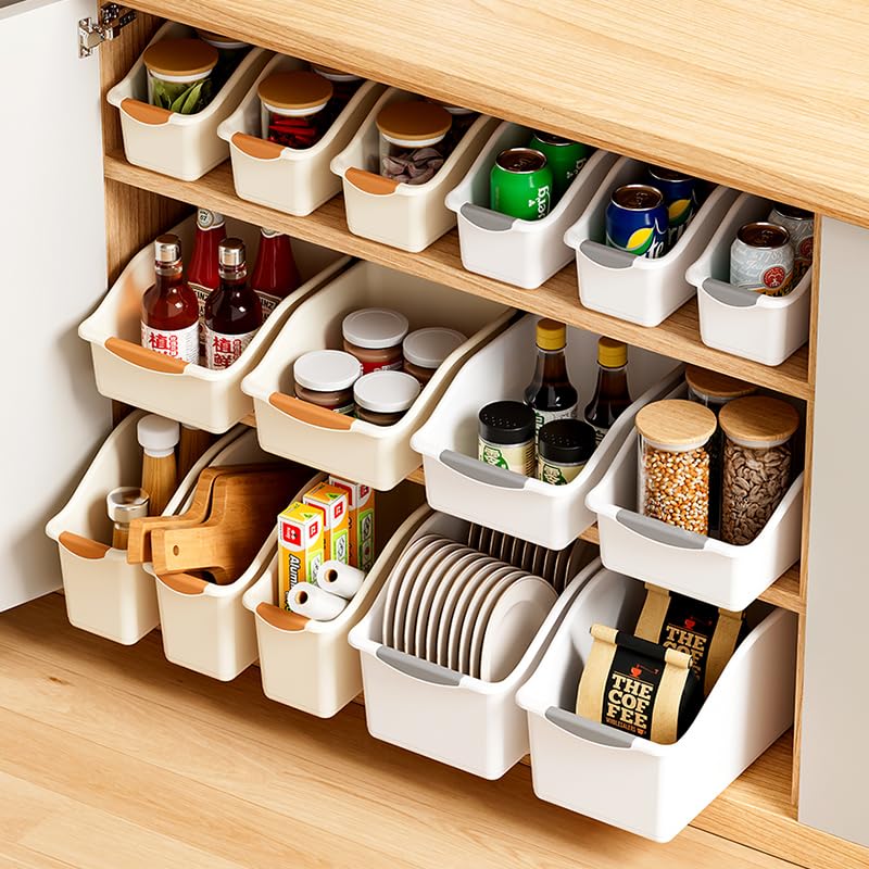 Taylor & Brown 6-Pack Heavy-Duty Plastic Storage Boxes with Handle & Wheels Curved Design, Space-Saving Bins for Under-Sink, Pantry & Cabinet Organization - Ideal for Cleaning Supplies