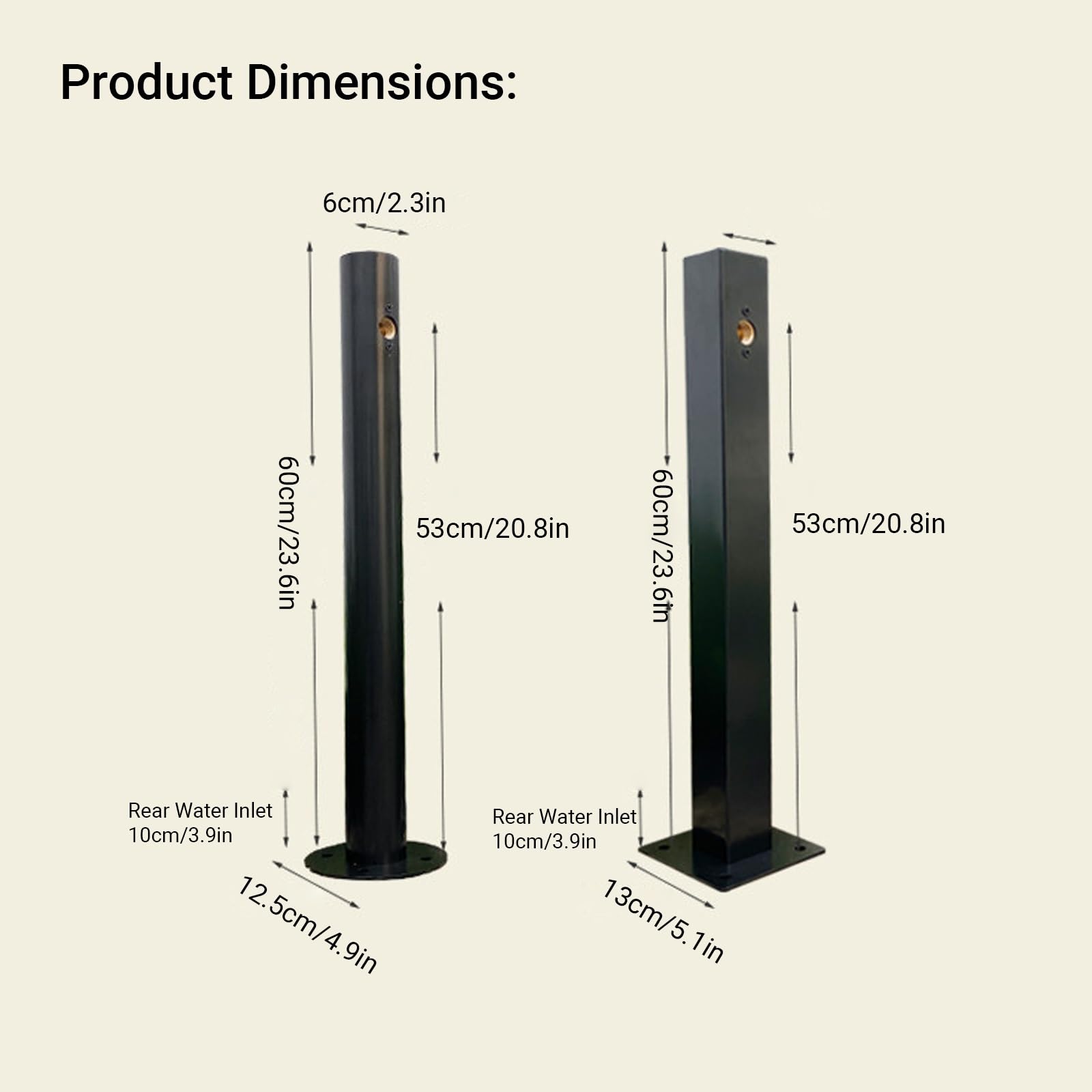 Columna de agua para exteriores con soporte de manguera de metal sólido, hidrante de jardín de acero inoxidable 304, pilar de grifo de jardín sin heladas, entrada lateral/inferior
