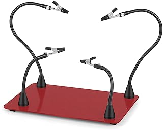 Helping Hands Soldering, Big Size Magnetic Third hand Station with 4 Soldering Magnetic Arms and Waterproof Steel Weighted Base for Electronics PCB Crafts Repair (N-4AR-RD2)