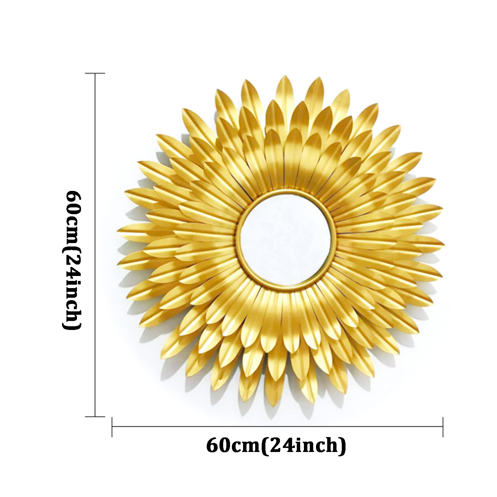 Gold Sunburst Wandspiegel, Metall Dekorative Wandspiegel, Wandspiegel zum Aufhängen für Wohnzimmer, Moderner Akzentspiegel Wanddekor für Schlafzimmer Kamin