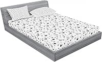 Vista 267 de Lunarable Grey Fitted Sheet & Pillow Sham Set, Pattern with Random Footprints Paw Traces Pet Legs Friendly Cats and Dogs, Decorative Printed 3 Piece