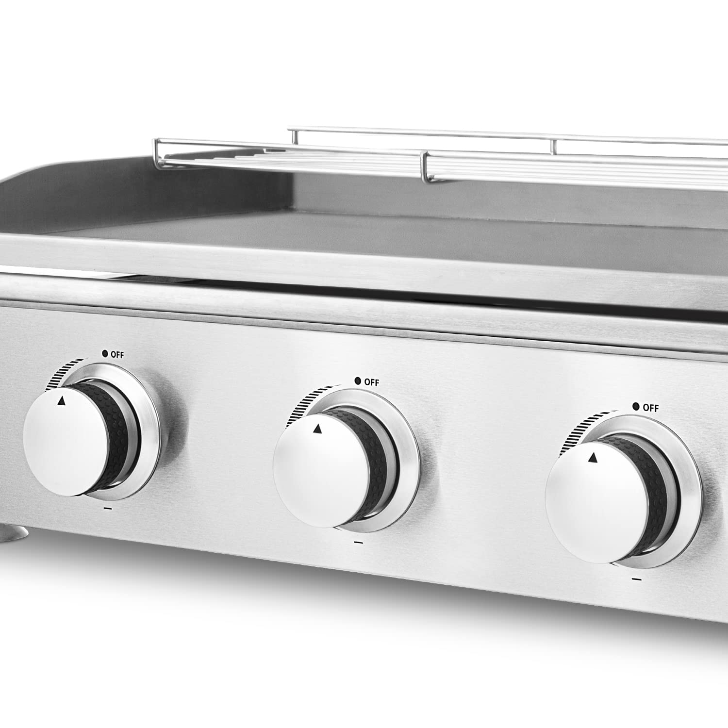 H.Koenig Piastra a Gas in Acciaio Inox PLX830, Piastra da 5 mm, 63,5 x 36 cm,3 Fuochi inox,Distribuzione Uniforme del Calore, Temperatura fino a 350°C