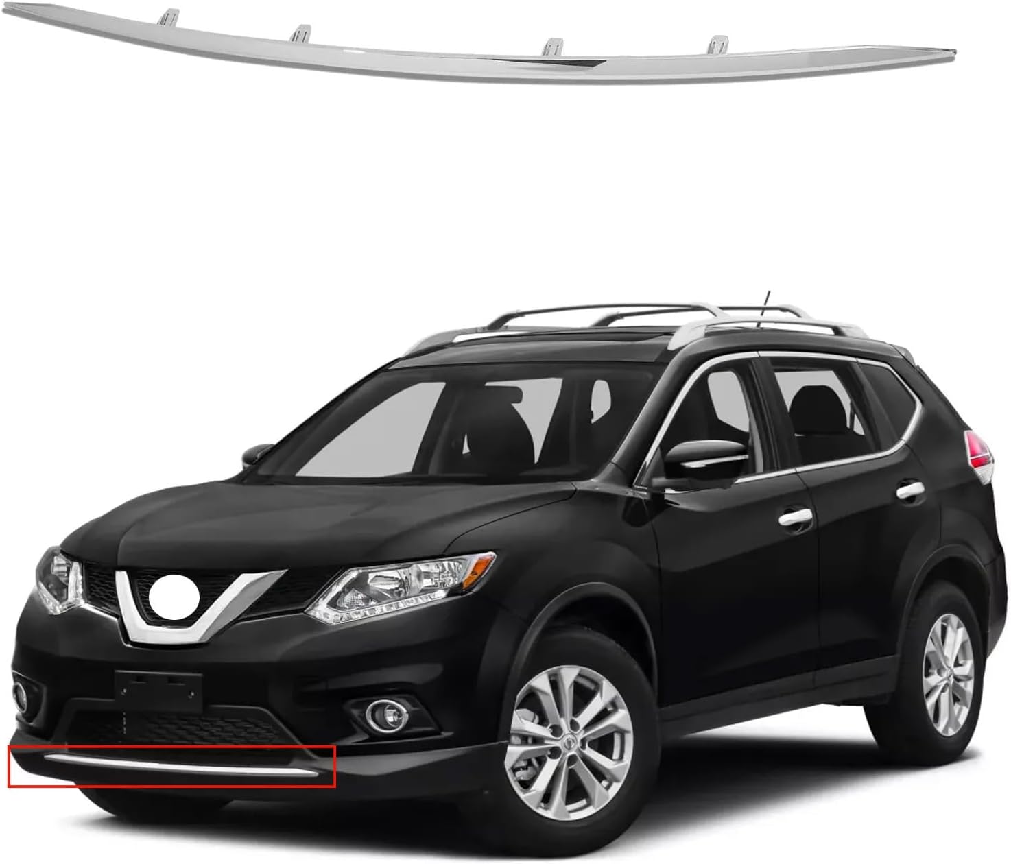 YLT AUTO Front Lower Bumper Chrome Trim Moulding Fit for 2014 2015 2016 Nissan Rogue
