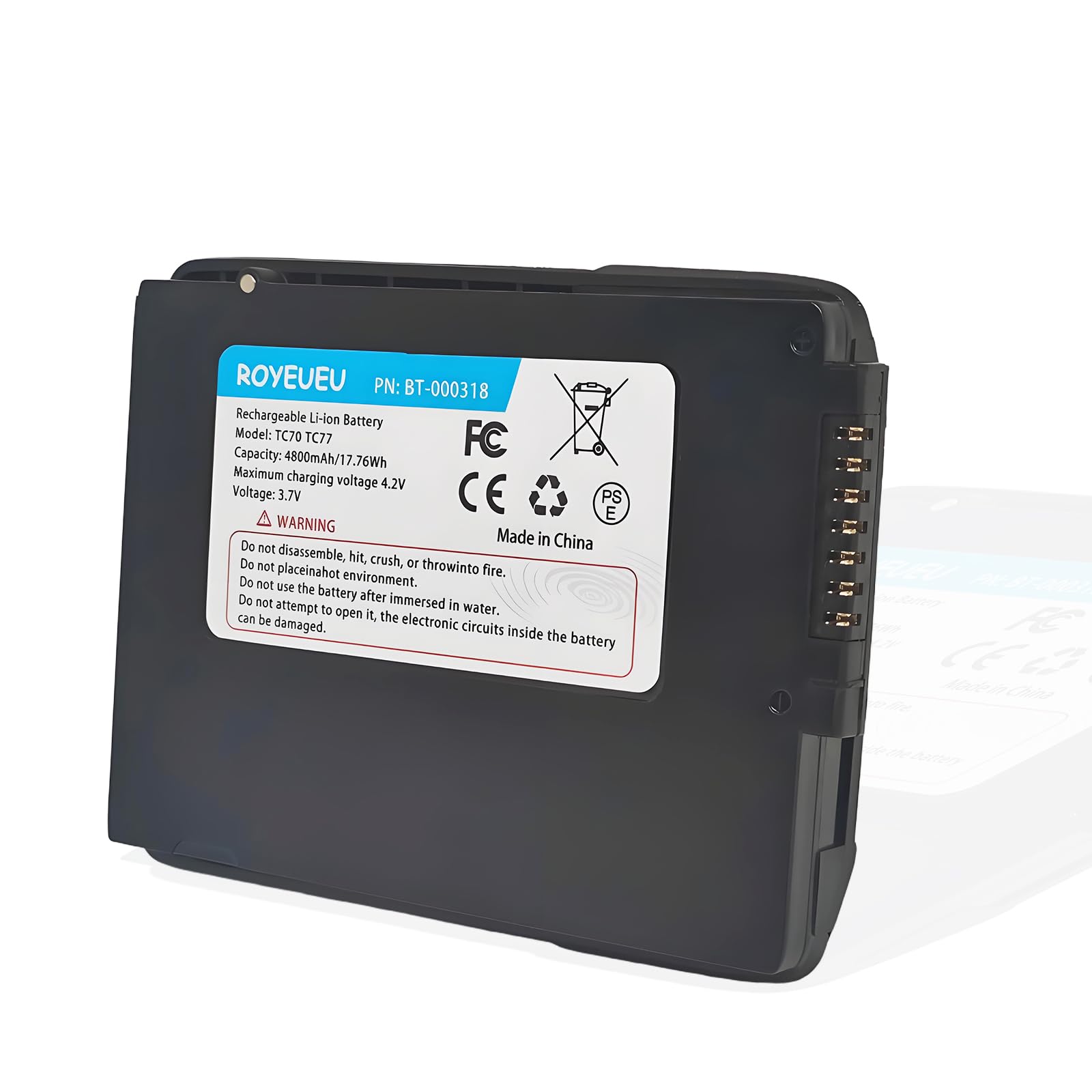 ROYEUEU TC77 for Zebra Scanner Battery BT-000318 - Replacement Battery for Zebra Symbol TC55 TC70 TC72 TC75 TC77 TC70X TC75X TC700H TC700K TC720L Barcode Scanner BT-000318-01 82-171249-02 4800mAh
