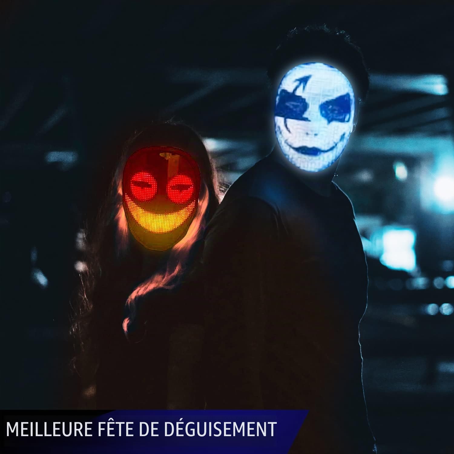 Facemask® | Masque Led Connecté | Qualité Premium | Ecran Programmable Bluetooth avec Smartphone | Cosplay | Insolite | Accessoire | Déguisement | Halloween | Recharge USB | 100% Horreur