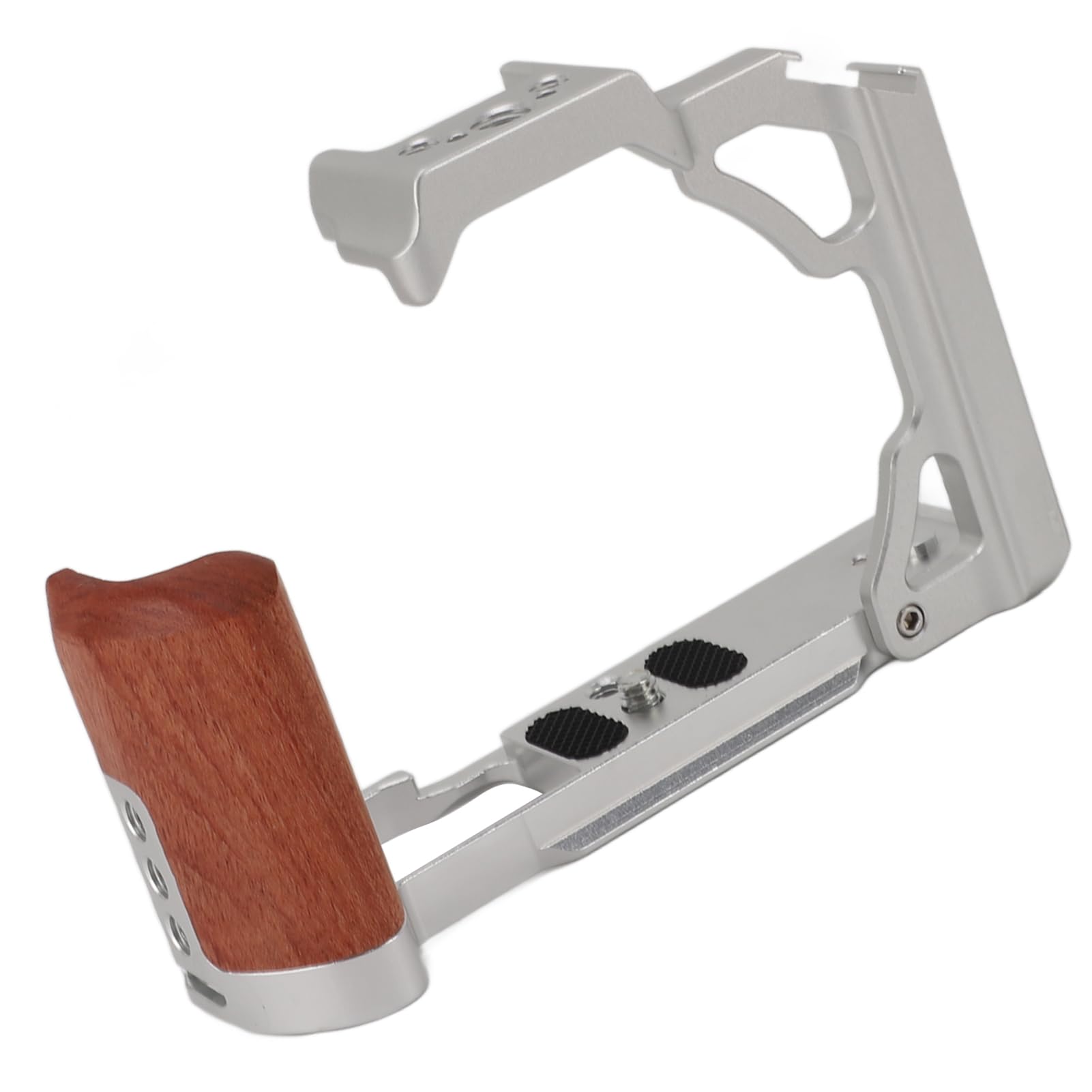 Generic Gabbia per Fotocamera con Manico in Legno per ZFC Lega di Alluminio Leggera Stabilizzazione Video Riprese All'aperto (SILVER)