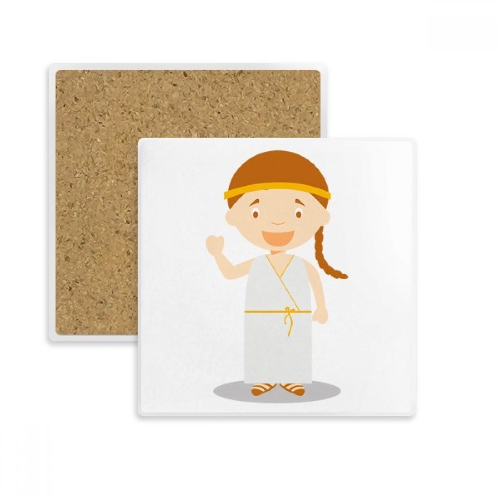 Coaster Tasse Porte Absorbent Pierre Grèce, Idée Cadeau Originale Multicolore