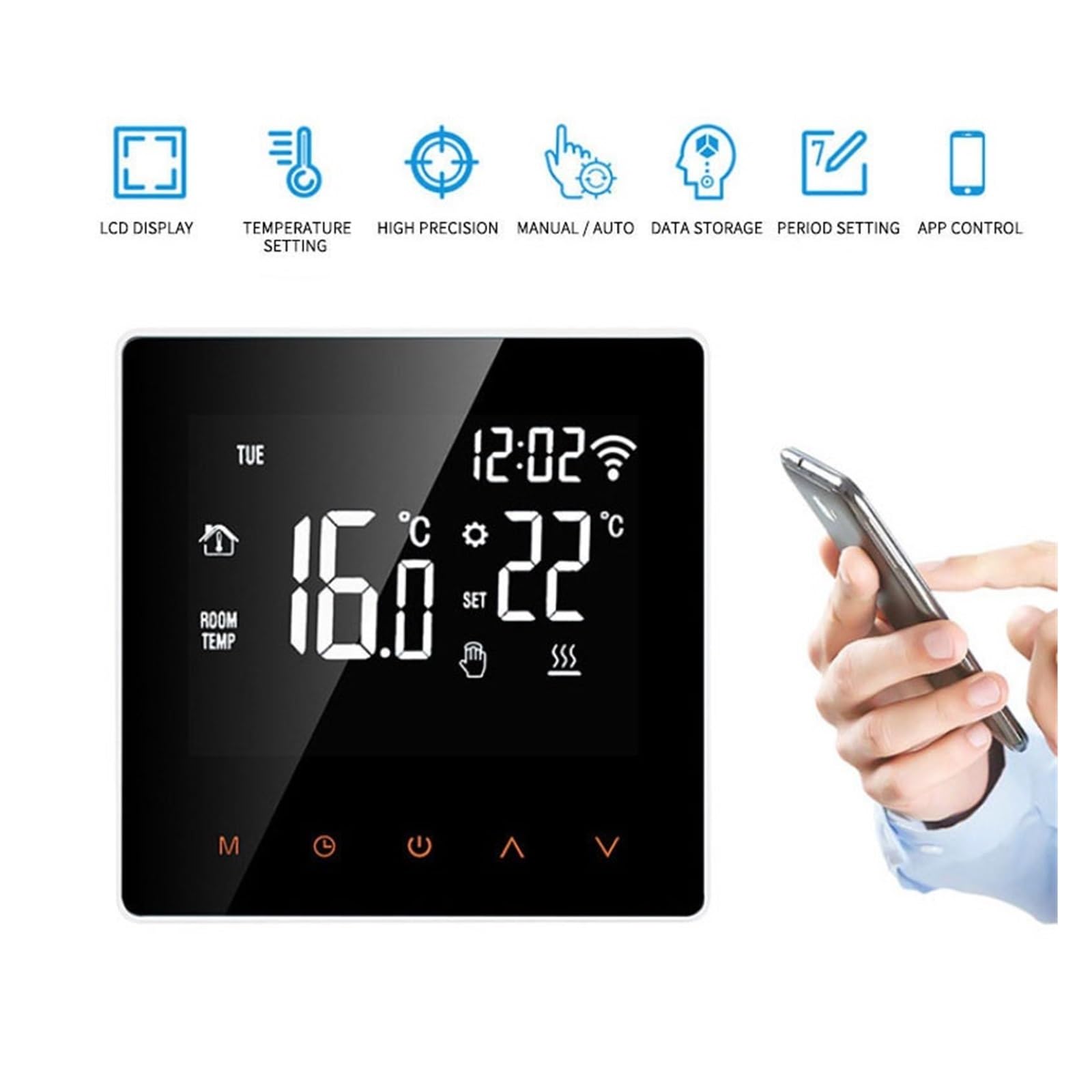 WiFi Inteligentny Termostat Regulator Temperatury Do Elektrycznego Ogrzewania Podłogowego Kocioł Wodny/Gazowy Precyzja łatwość Konfiguracji(WiFi WaterGas Boiler)
