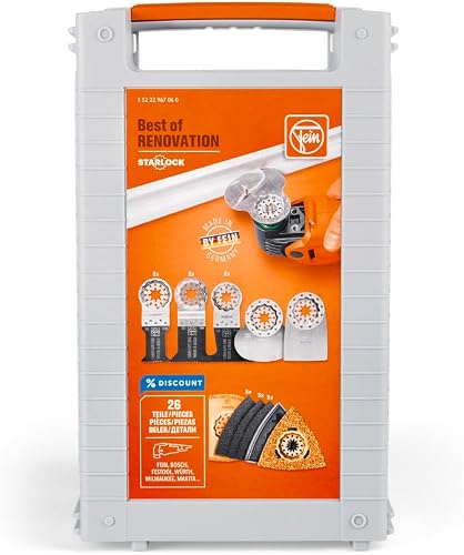 FEIN Multitool Blades, Best of StarLock Renovation Multi-Tool Accessory Set - 26 Piece Set - Pack In Sturdy Storage Case, Easy To Storage - 35222967060 - 2