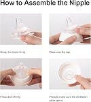 Mamelon de bouteille de silicone avec point d'ouverture, flux doux, sensation naturelle (1m+, S, 4 Nombres)