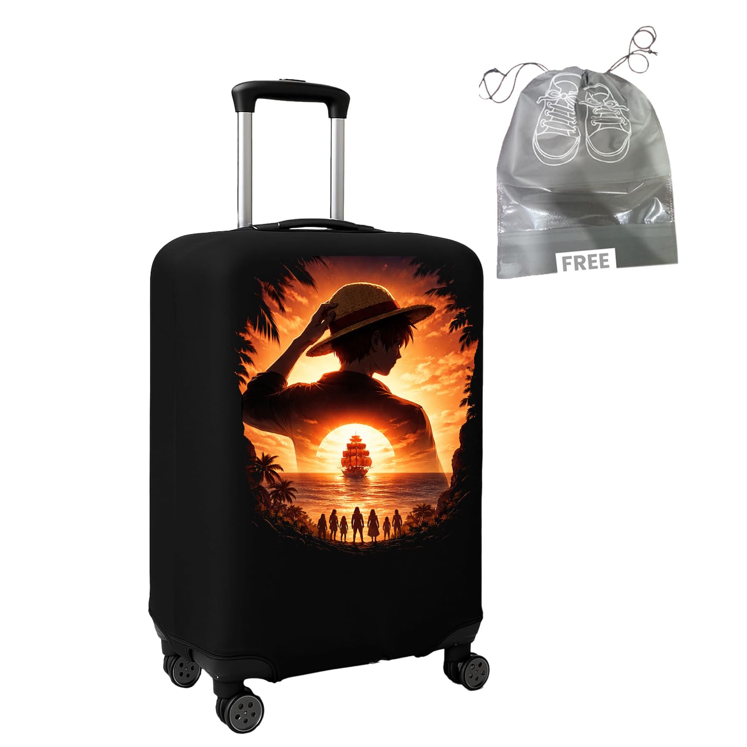 Spendex Polyester Protective Luggage Cover | Hard Luggage Trolley Bag Cover | Washable | Dust Proof | Stretchable | L - 28 inch | Pirate Odyssey_-image-1