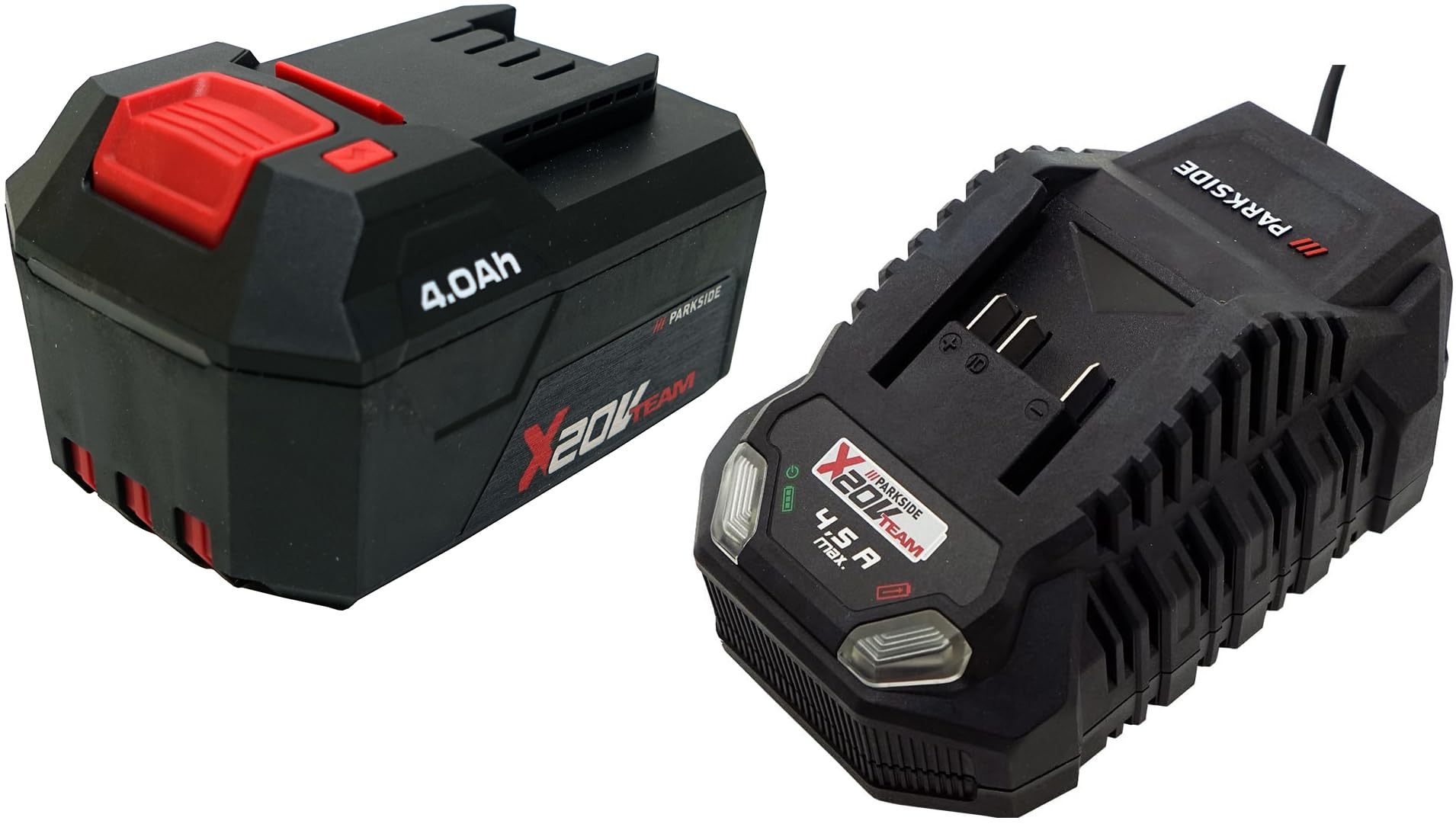 Parkside Batería Pap 204 20 V / 4 Ah + Cargador rápido PLG 20 (4,5 A) – Compatible con Parkside X 20 V Team