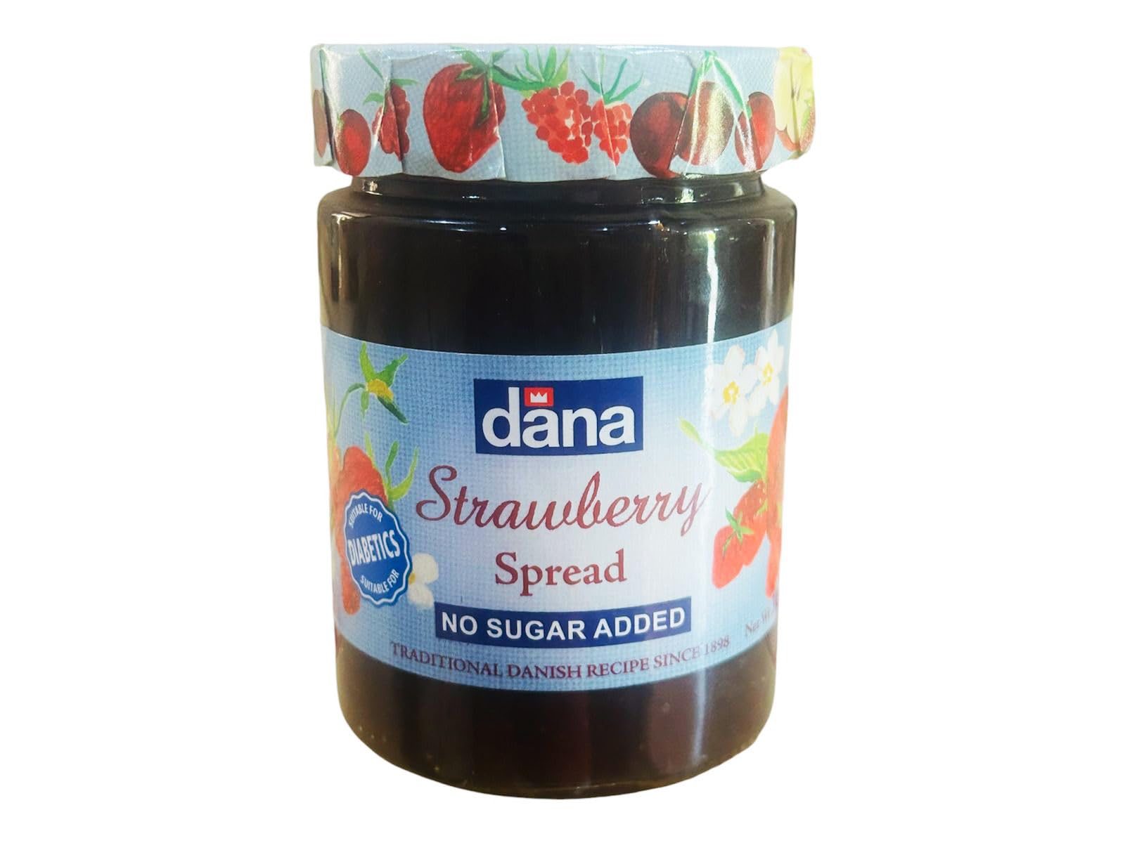 Dana Spread Jam | No Sugar Added | Diabetic Spread | Traditional Danish Recipe | 315 gm (Strawberry)