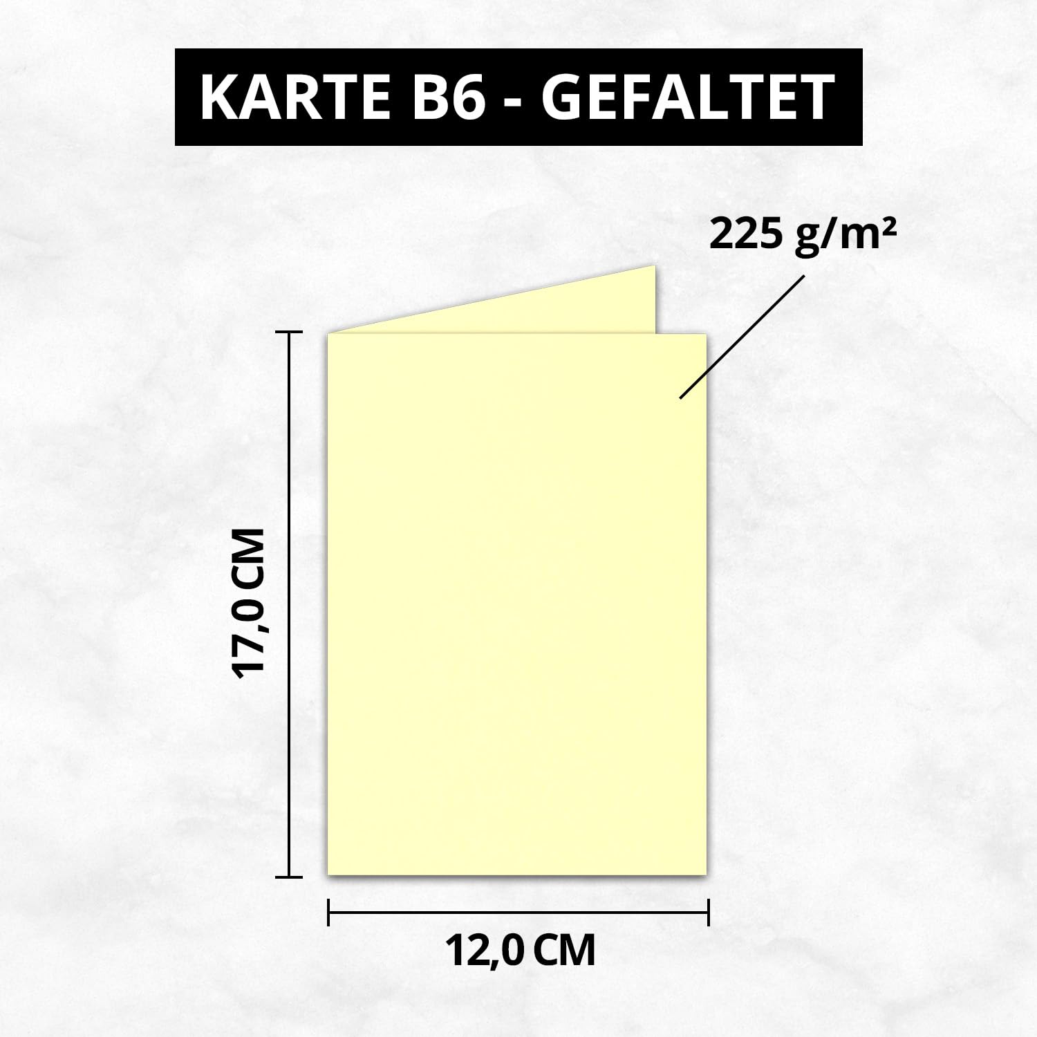 FarbenFroh Lot de 200 cartes pliantes - Format B6 - Avec enveloppes - Jaune pastel (jaunes) - 120 x 170 mm - Idéal pour cartes d'invitation, mariage, baptême, communion, confirmation - Marque :