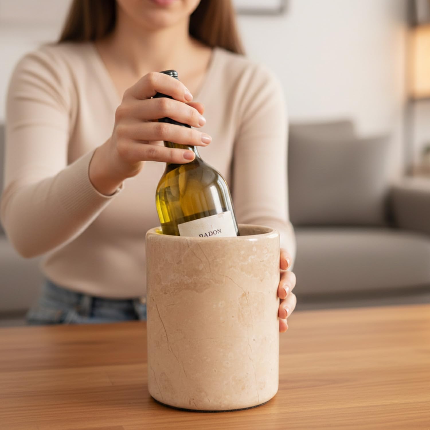 Radicaln Marble Wine Chiller Bucket 6.5" Inches Verona Handmade Champagne Chiller For Bar Accessories, Ideal Beverage Cooler & Wine Bottle Holder For Home Bar, Small Cooler and Wine Bucket - Image 3