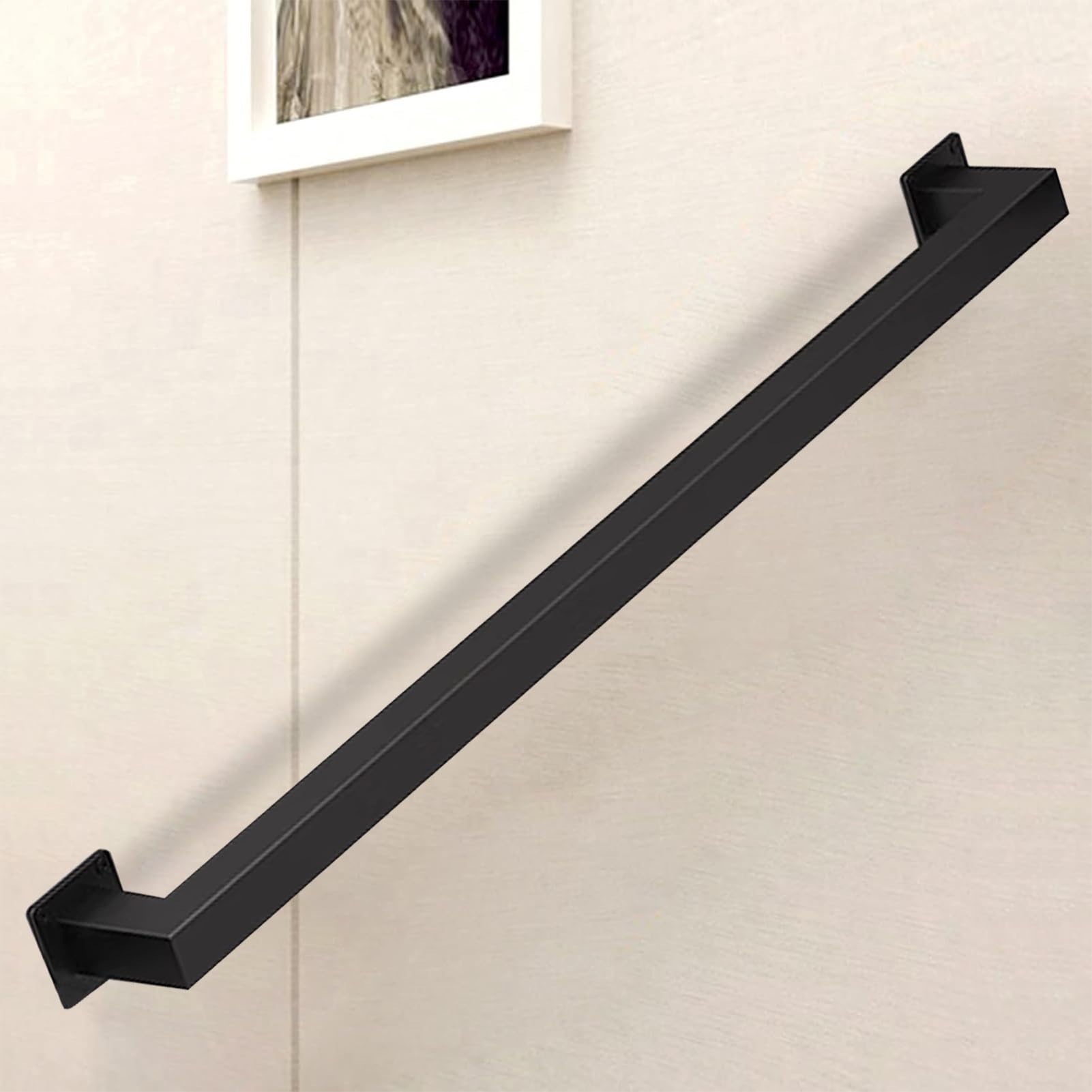 Renmlion Modern Stair Handrail - Black Wrought Iron Staircase Banister Safety Hand Rails Wall Mounted Indoor Outdoor Hand Railing - 1m 1.5m 2m 2.5m 3m Stairway Railing(14ft/420cm)