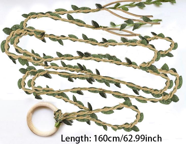Renaissance medieval belt, linen and leafy hand-woven belt3
