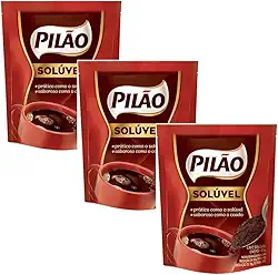 Pilão Café Solúvel em Pó, Kit com 3 Sachês de 40g Cada, Sabor Forte e Encorpado, Prático
