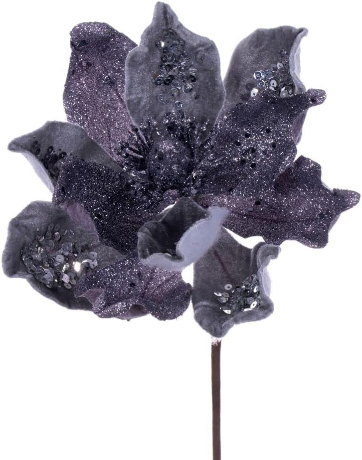 Vickerman 678343-15" Pewter Deluxe Magnolia Stem (6 Pack) (QG211087)