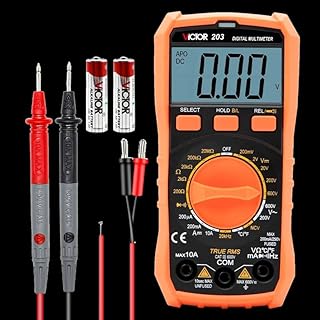 YuqiaoTime VICTOR 201/202/203/205A Digital Multimeter AC/DC Voltage Current Resistance Digital Universal Meter Burn-proof Pocket Multimeter(VICTOR 203)